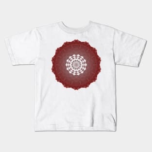 coral color  Mandala floral Intricate Patterns Symmetrical Design Kids T-Shirt